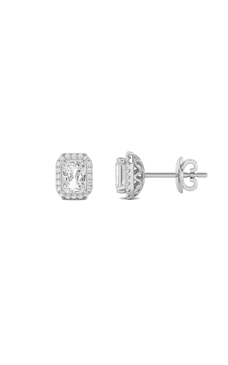 2CTW Radiant Shaped Lab Grown Diamond (F/VS) Earrings in 14K Gold