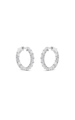 Load image into Gallery viewer, 3.5CTW Emerald Shaped Lab Grown Diamond (F/VS) Inside Out Hoop Earrings in 14K Gold
