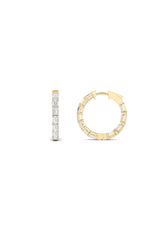 Load image into Gallery viewer, 3.5CTW Emerald Shaped Lab Grown Diamond (F/VS) Inside Out Hoop Earrings in 14K Gold

