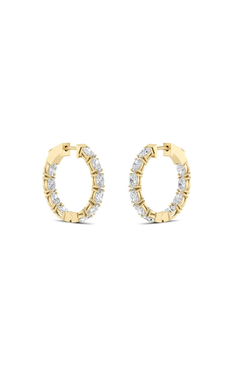 4CTW Oval Shaped Lab Grown Diamond (F/VS) Inside Out Hoop Earrings in 14K Gold