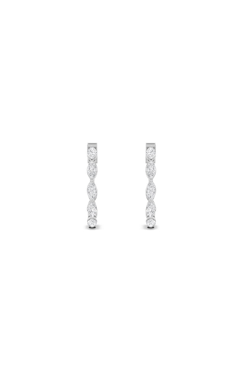 3CTW Marquise Shaped Lab Grown Diamond (F/VS) Inside Out Hoop Earrings in 14K Gold