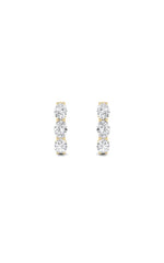 Load image into Gallery viewer, 3CTW Oval Shaped Lab Grown Diamond (F/VS) Three Stone Huggie Earrings in 14K Gold
