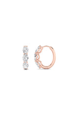 Load image into Gallery viewer, 3CTW Oval Shaped Lab Grown Diamond (F/VS) Three Stone Huggie Earrings in 14K Gold
