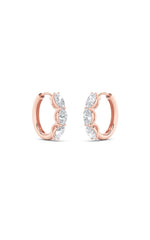 Load image into Gallery viewer, 3CTW Oval Shaped Lab Grown Diamond (F/VS) Three Stone Huggie Earrings in 14K Gold
