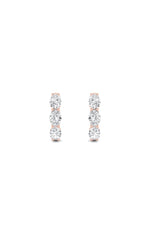 Load image into Gallery viewer, 3CTW Oval Shaped Lab Grown Diamond (F/VS) Three Stone Huggie Earrings in 14K Gold
