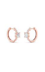 Load image into Gallery viewer, 1.5CTW Round Shaped Lab Grown Diamond (F/VS) Solitare Accent Huggie Earrings in 14K Gold

