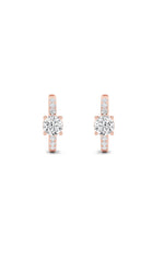 Load image into Gallery viewer, 1.5CTW Round Shaped Lab Grown Diamond (F/VS) Solitare Accent Huggie Earrings in 14K Gold
