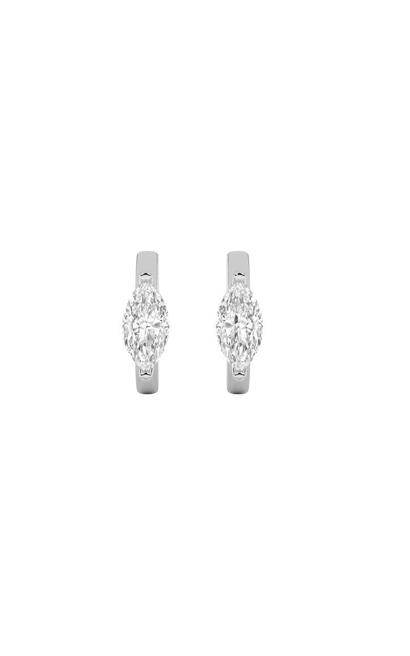 3.5CTW Marquise Shaped Lab Grown Diamond (F/VS) Solitaire Huggie Earrings in 14K Gold
