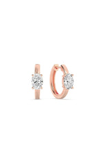 Load image into Gallery viewer, 1.5CTW Oval Shaped Lab Grown Diamond (F/VS) Solitaire Huggie Earrings in 14K Gold
