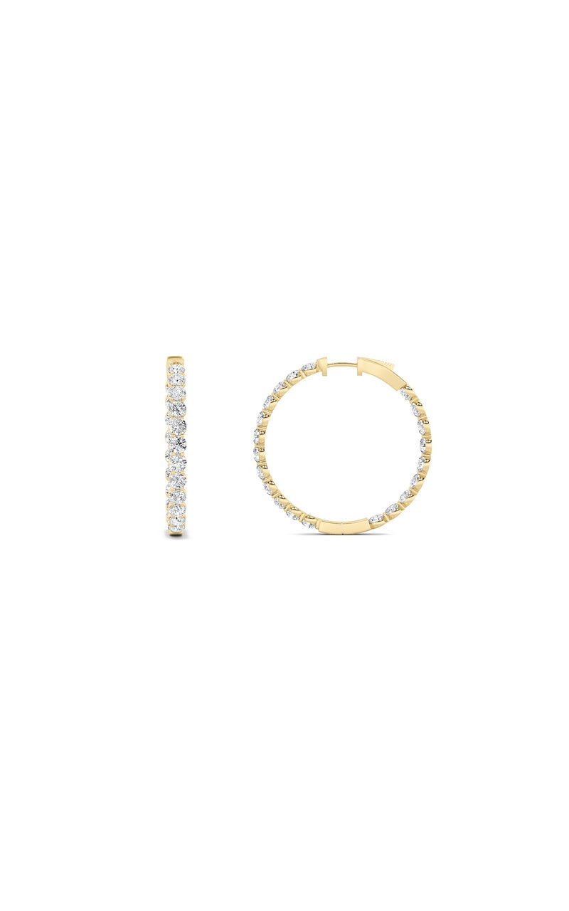 7CTW Round Shaped Lab Grown Diamond (F/VS) Inside out Hoop Earrings in 14K Gold