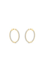 Load image into Gallery viewer, 7CTW Round Shaped Lab Grown Diamond (F/VS) Inside out Hoop Earrings in 14K Gold
