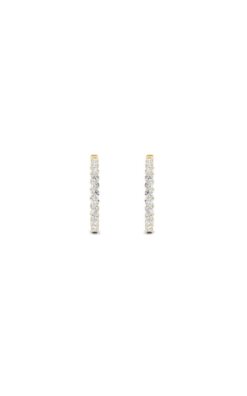 7CTW Round Shaped Lab Grown Diamond (F/VS) Inside out Hoop Earrings in 14K Gold