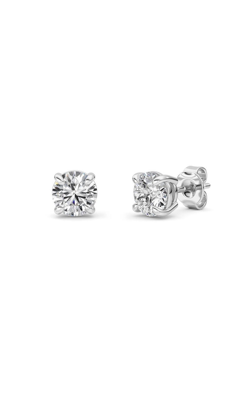 1CTW Round Shaped Lab Grown Diamond (F/VS) Classic Basket Set Stud Earrings in 14K Gold
