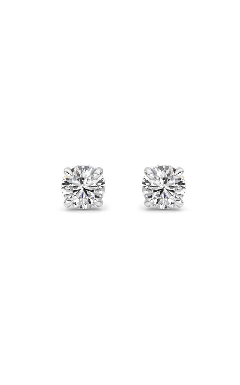 1CTW Round Shaped Lab Grown Diamond (F/VS) Classic Basket Set Stud Earrings in 14K Gold