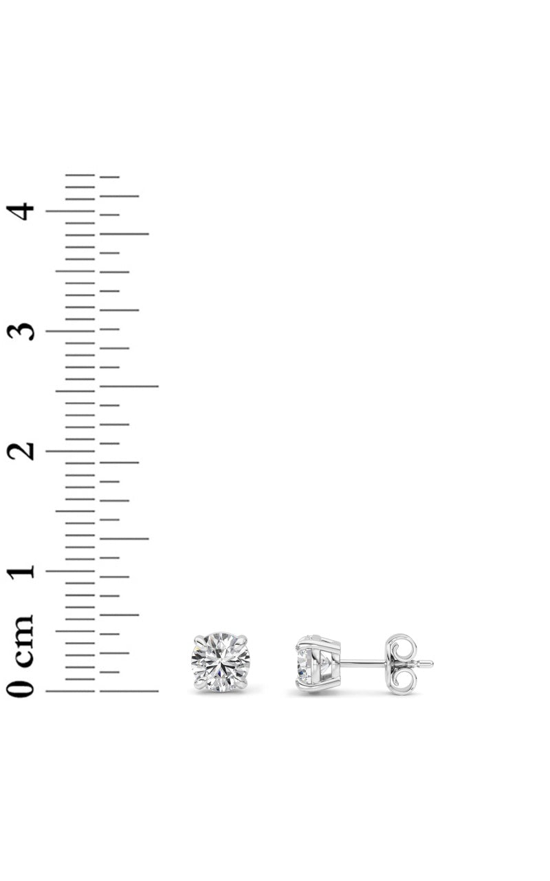 1CTW Round Shaped Lab Grown Diamond (F/VS) Classic Basket Set Stud Earrings in 14K Gold