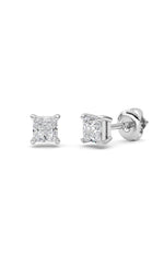 Load image into Gallery viewer, 2CTW Princess Shaped Lab Grown Diamond (F/VS) Stud Earrings in 14K Gold
