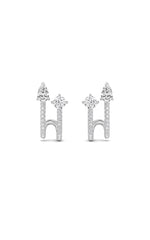 Load image into Gallery viewer, 2.5CTW Round Shaped Lab Grown Diamond (F/VS) Toi et Moi Accented Earrings in 14K Gold
