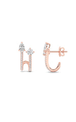 Load image into Gallery viewer, 2.5CTW Round Shaped Lab Grown Diamond (F/VS) Toi et Moi Accented Earrings in 14K Gold

