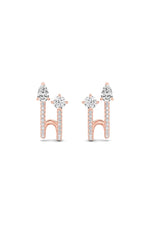 Load image into Gallery viewer, 2.5CTW Round Shaped Lab Grown Diamond (F/VS) Toi et Moi Accented Earrings in 14K Gold
