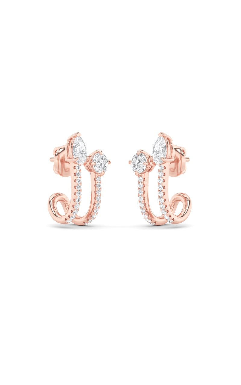 2.5CTW Round Shaped Lab Grown Diamond (F/VS) Toi et Moi Accented Earrings in 14K Gold