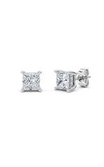 Load image into Gallery viewer, 2CTW Princess Shaped Lab Grown Diamond (F/VS) Hidden Halo Stud Earrings in 14K Gold
