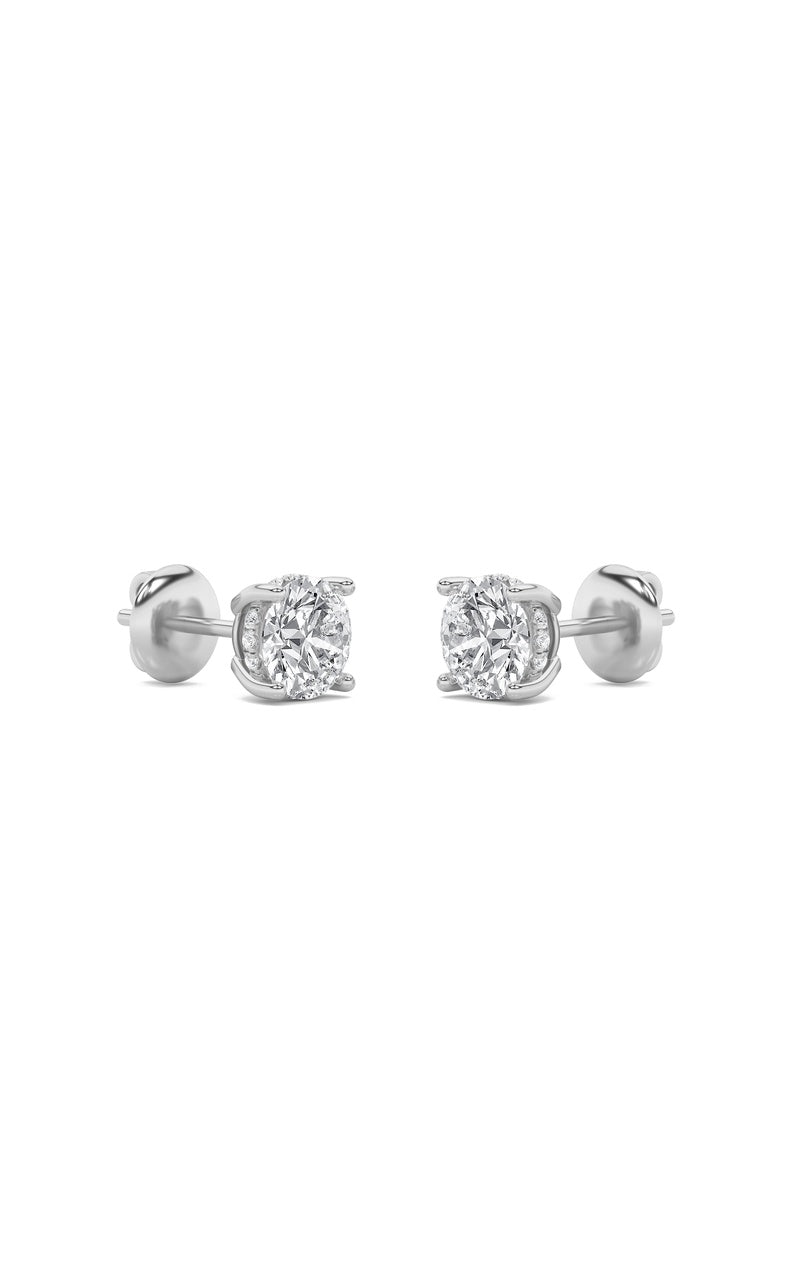 1CTW Round Shaped Lab Grown Diamond (F/VS) Hidden Halo Stud Earrings in 14K Gold