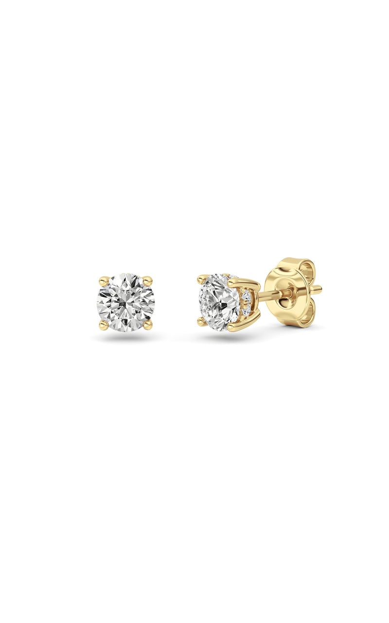 Vs) hidden halo stud earrings in 14k gold