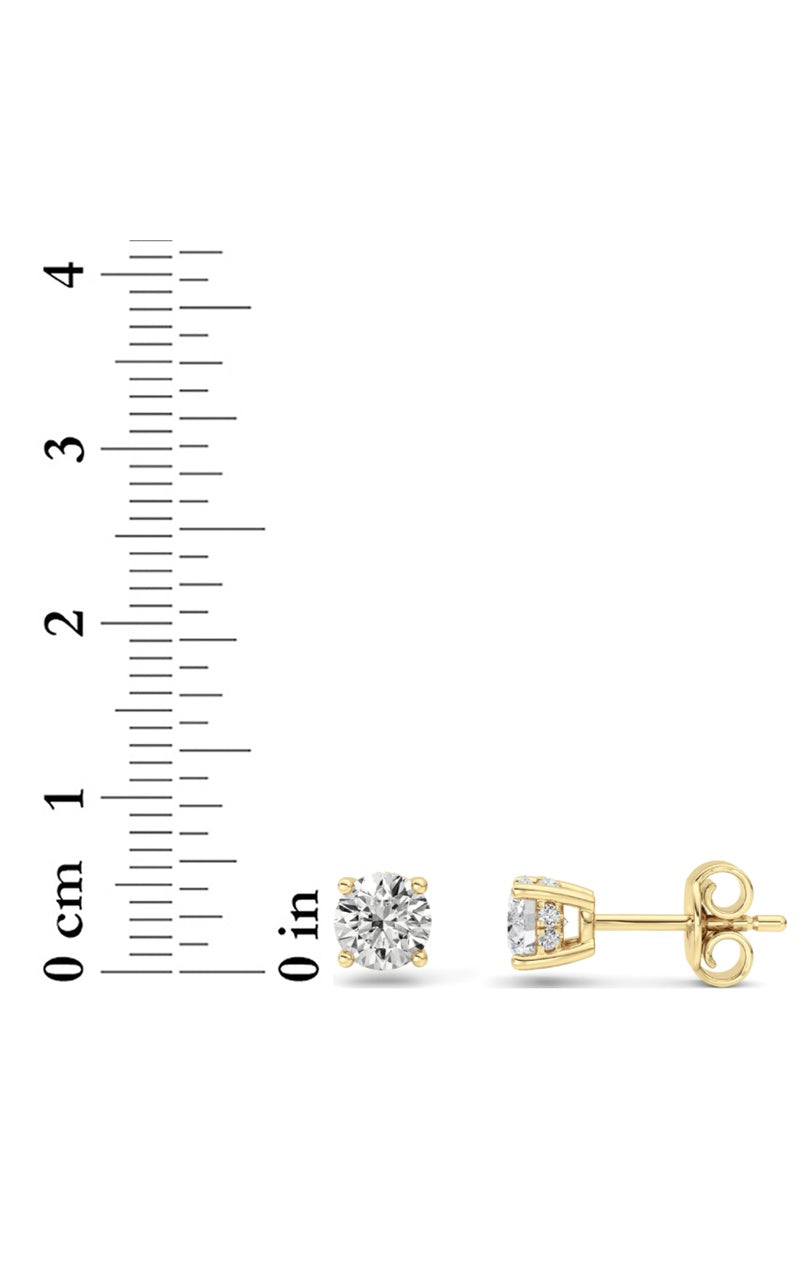 1.5CTW Round Shaped Lab Grown Diamond (F/VS) Hidden Halo Stud Earrings in 14K Gold