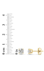 Load image into Gallery viewer, 1.5CTW Round Shaped Lab Grown Diamond (F/VS) Hidden Halo Stud Earrings in 14K Gold
