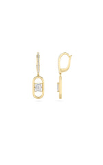 Load image into Gallery viewer, 1CTW Emerald Shaped Lab Grown Diamond (F/VS) Paperclip Dangle Earrings in 14K Gold
