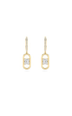 Load image into Gallery viewer, 1CTW Emerald Shaped Lab Grown Diamond (F/VS) Paperclip Dangle Earrings in 14K Gold
