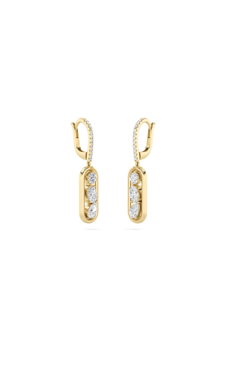 1.5CTW Mixed Shaped Lab Grown Diamond (F/VS) Paperclip Dangle Earrings in 14K Gold
