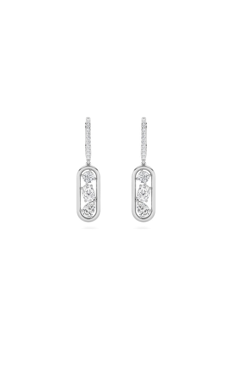 1.75CTW Mixed Shaped Lab Grown Diamond (F/VS) Paperclip Dangle Earrings in 14K Gold