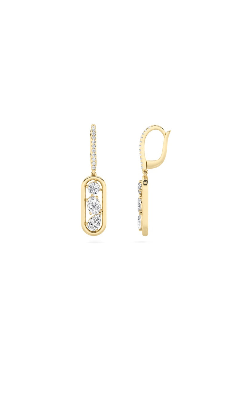 1.75CTW Mixed Shaped Lab Grown Diamond (F/VS) Paperclip Dangle Earrings in 14K Gold