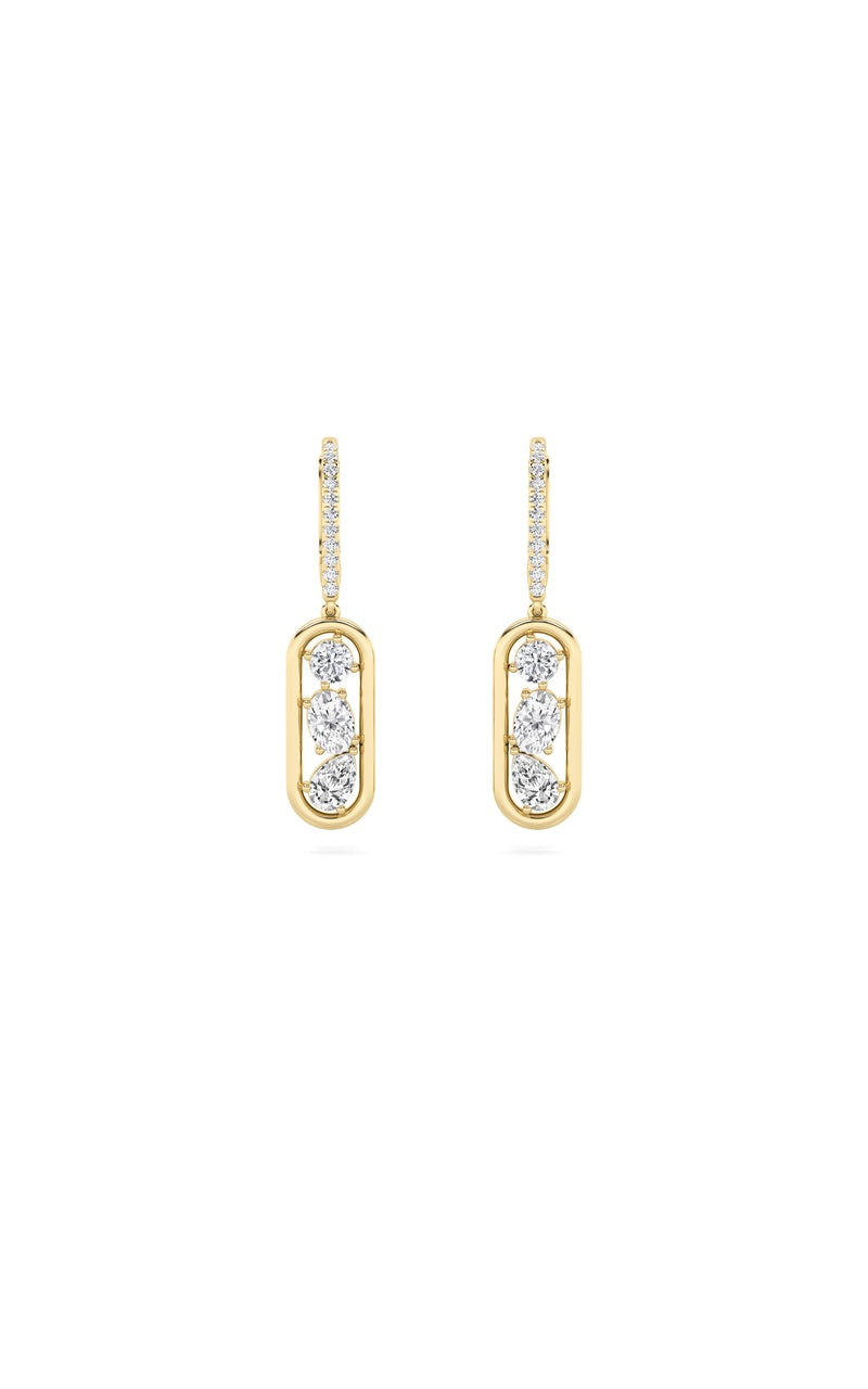 1.75CTW Mixed Shaped Lab Grown Diamond (F/VS) Paperclip Dangle Earrings in 14K Gold