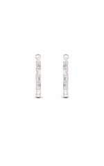 Load image into Gallery viewer, 4.25CTW Emerald Shaped Lab Grown Diamond (G/VS) Inside Out Hoop Earrings in 14K Gold

