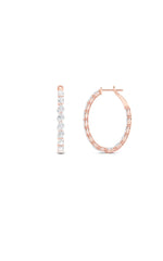 Load image into Gallery viewer, 6CTW Oval Shaped Lab Grown Diamond (F/VS) Inside Out Hoop Earrings in 14K Gold
