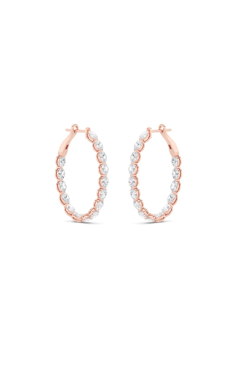 6CTW Oval Shaped Lab Grown Diamond (F/VS) Inside Out Hoop Earrings in 14K Gold