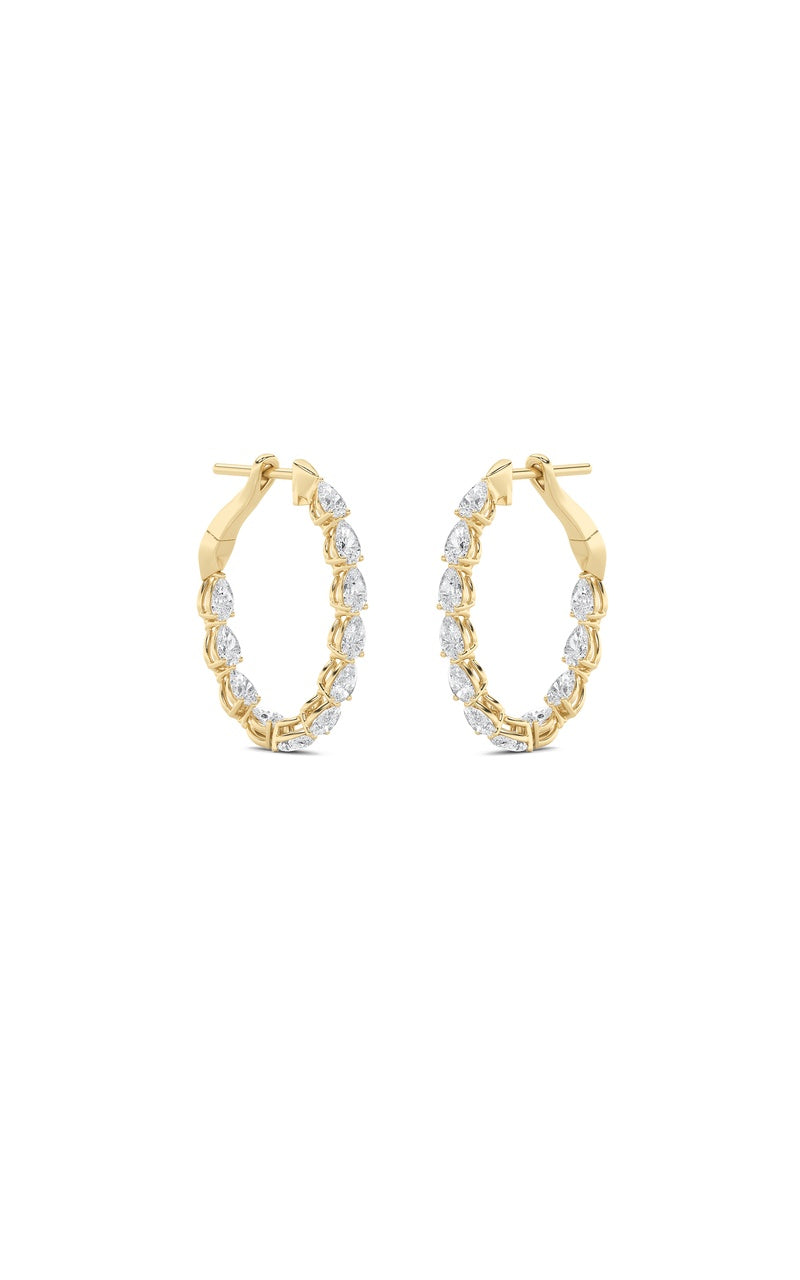 4.25CTW Pear Shaped Lab Grown Diamond (F/VS) Inside Out Hoop Earrings in 14K Gold