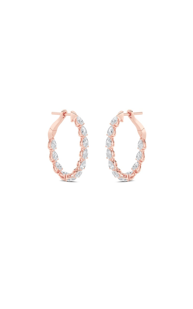 4.25CTW Pear Shaped Lab Grown Diamond (F/VS) Inside Out Hoop Earrings in 14K Gold