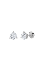 Load image into Gallery viewer, 2CTW Round Shaped Lab Grown Diamond (F/VS) Three Prong Stud Earrings in 14K Gold
