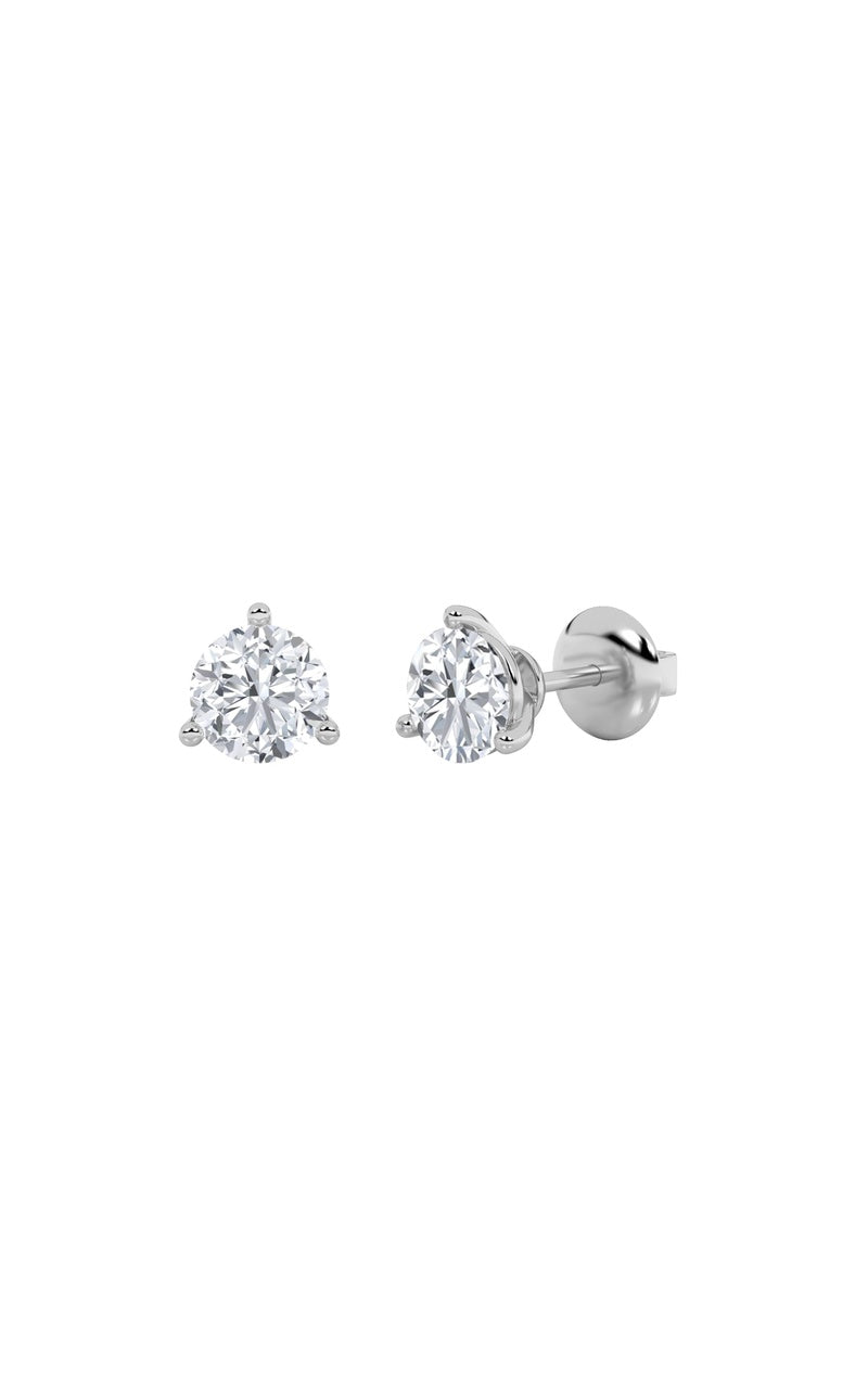 Vs) three prong stud earrings in 14k gold