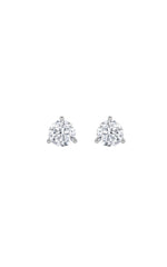 Load image into Gallery viewer, 3CTW Round Shaped Lab Grown Diamond (F/VS) Three Prong Stud Earrings in 14K Gold

