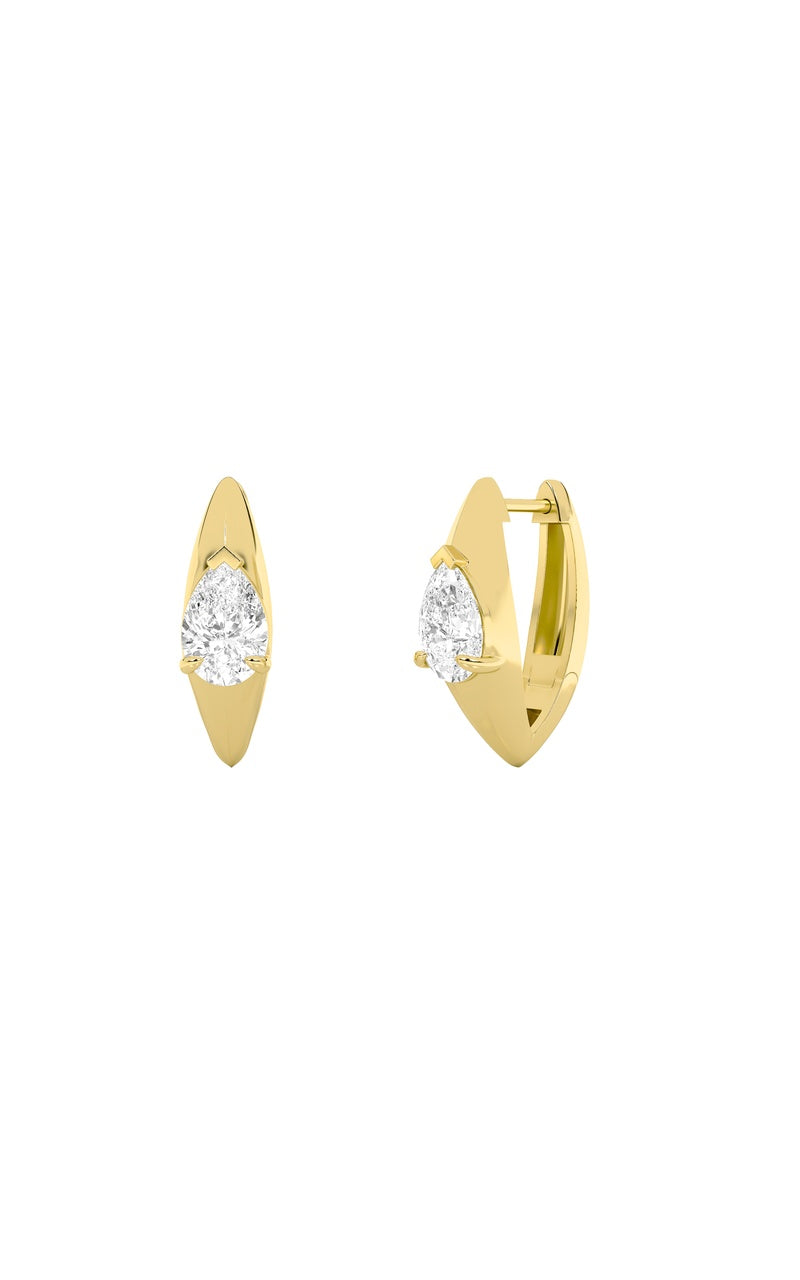 Vs) solitaire huggie earrings in 14k gold