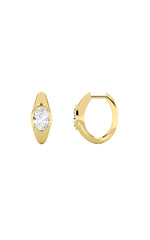 Load image into Gallery viewer, 2CTW Oval Shaped Lab Grown Diamond (F/VS) Solitaire Huggie Earrings in 14K Gold
