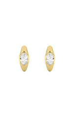 Load image into Gallery viewer, 2CTW Oval Shaped Lab Grown Diamond (F/VS) Solitaire Huggie Earrings in 14K Gold
