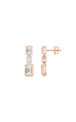 Load image into Gallery viewer, 3CTW Radiant Shaped Lab Grown Diamond (F/VS) Dangle Earrings in 14K Gold
