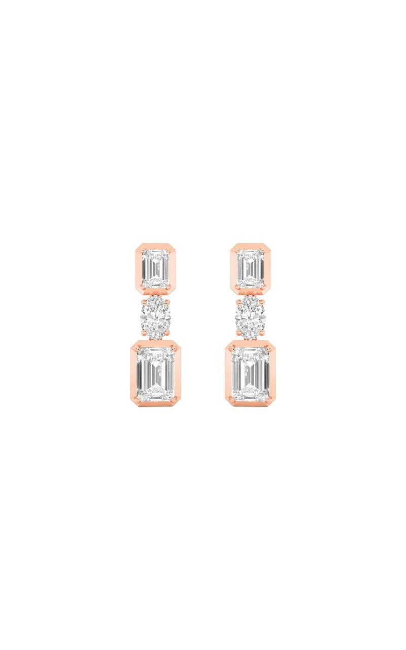 3CTW Radiant Shaped Lab Grown Diamond (F/VS) Dangle Earrings in 14K Gold