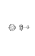 Load image into Gallery viewer, 3CTW Round Shaped Lab Grown Diamond (F/VS) Halo Stud Earrings in 14K Gold
