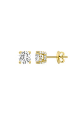 Load image into Gallery viewer, 2CTW Round Shaped Lab Grown Diamond (F/VS) Stud Earrings in 14K Gold
